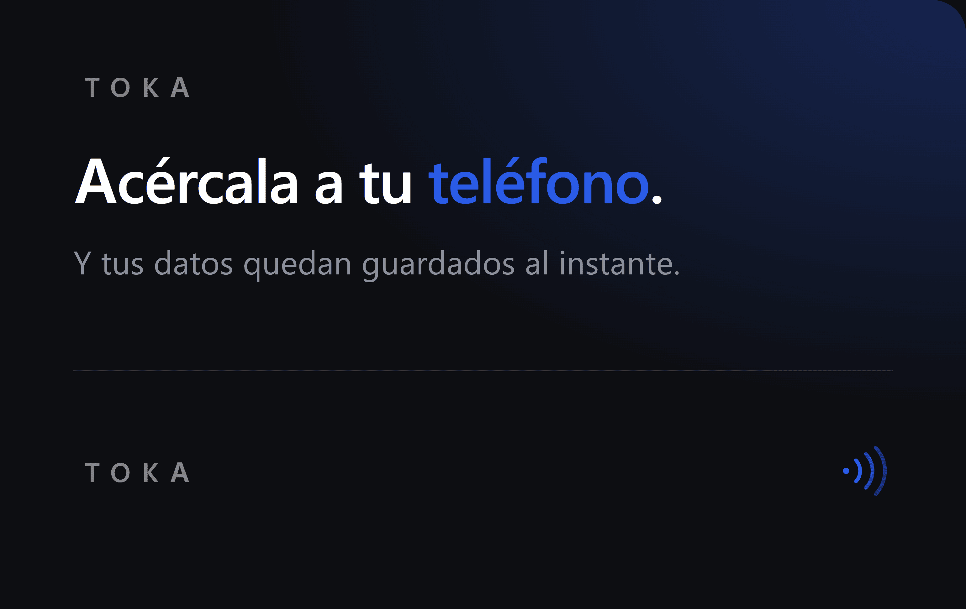Reverso de la tarjeta TOKA
